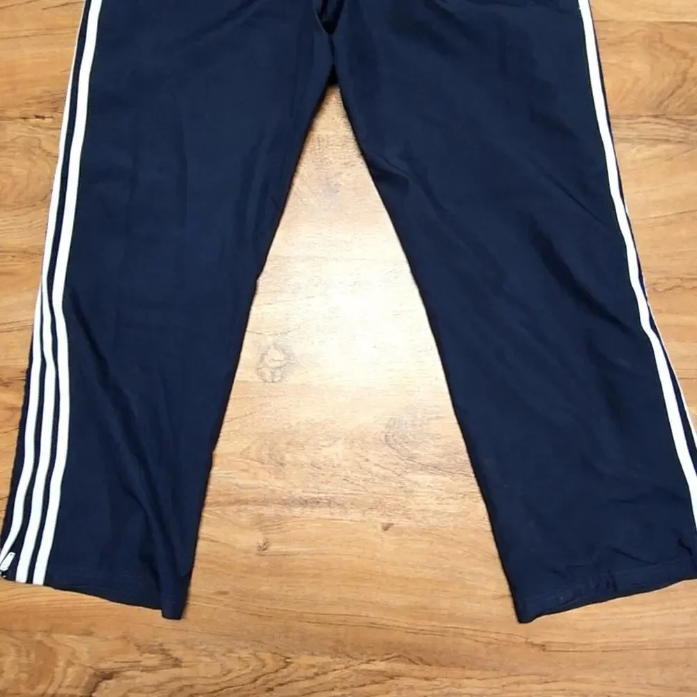 Adidas Mens Track Pants Navy Blue Striped Athletic Sportswear M Sweatpants